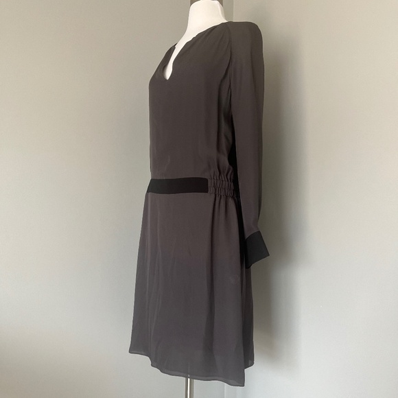 Gerard Darel 100% Silk Gray Career Wear to Work Casual Long Sleeves Midi Dress - Picture 7 of 12